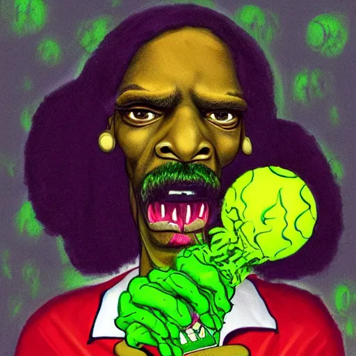 Prompt: snoop dogg tennis ball monster ,tennis ball, digital art,epic, smoking weed, Marijuana, fantasy,chalk, magic, trending on artstation, ultra detailed, professional illustration by Basil Gogos