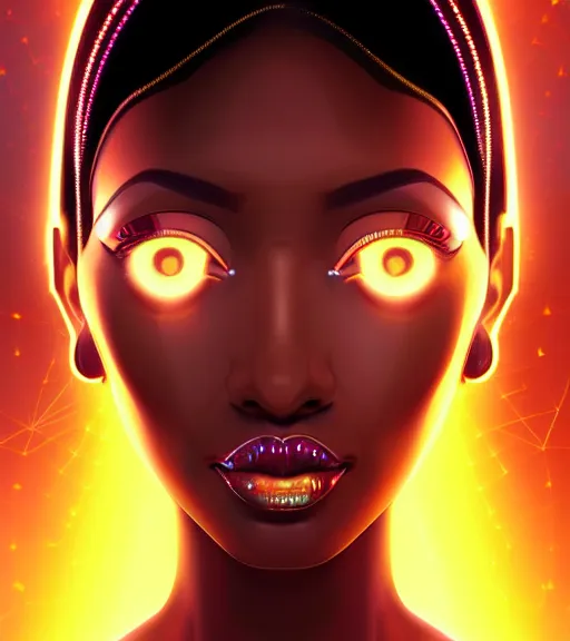 Image similar to symmetry!! egyptian princess of technology, solid cube of light, hard edges, product render retro - futuristic poster scifi, lasers and neon circuits, brown skin gorgeous egyptian princess, intricate, elegant, highly detailed, digital painting, artstation, concept art, smooth, sharp focus, illustration, dreamlike, art by artgerm