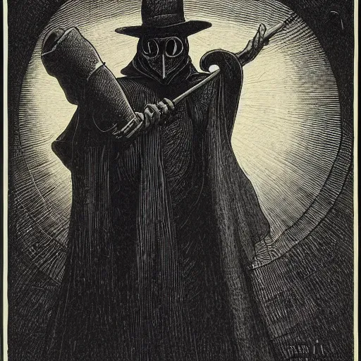 Image similar to plague doctor by franklin booth