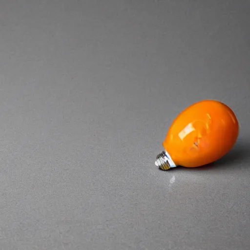 Prompt: a battery made from an orange, powering a lightbulb, photograph by caleb charland