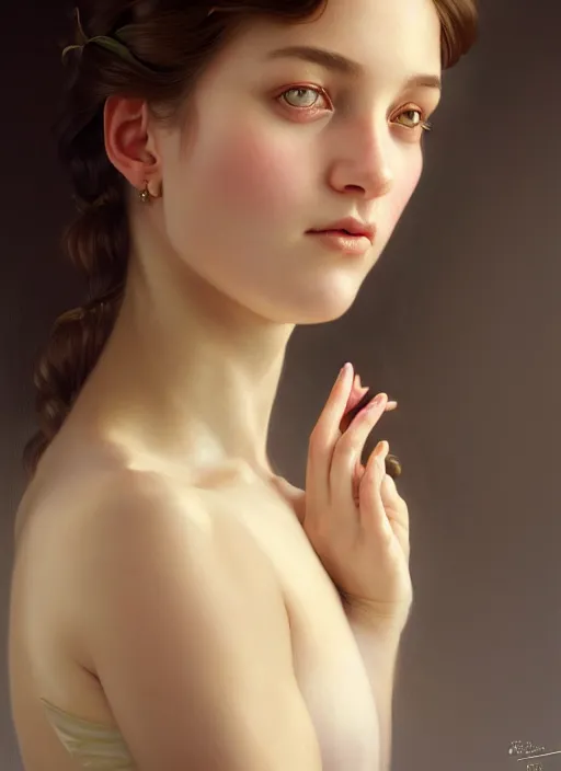 Image similar to symmetry!! portrait of young woman cursed with ever - increasing physical and mental perfection, slice - of - life, realism, perfect face!! intricate, elegant, highly detailed, digital painting, artstation, concept art, smooth, sharp focus, illustration, art by artgerm and greg rutkowski and alphonse mucha