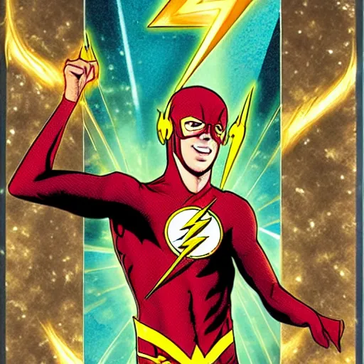 Image similar to cover art of the flash as a tarot card