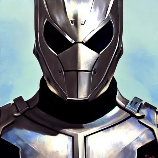 Image similar to greg manchess portrait painting of armored spiderman ultraman grey fox from metal gear cyborg gay japanese - american hybrid as overwatch character, medium shot, asymmetrical, profile picture, organic painting, sunny day, matte painting, bold shapes, hard edges, street art, trending on artstation, by huang guangjian and ail elvgren and sachin teng