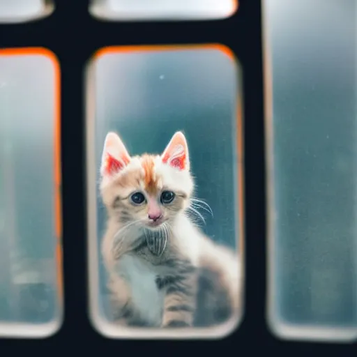 Prompt: kitten looking outside the window of a spaceship, dslr photo, f4.5