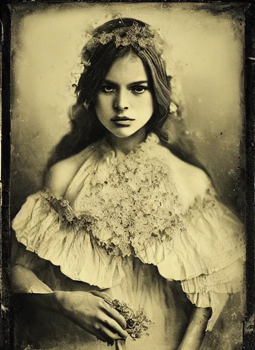 Prompt: old wetplate daguerreotype elegant pretty portrait with explosion of data fragments, fractal, intricate, elegant, highly detailed, parallax, leica, medium format, subsurface scattering, by jheronimus bosch and greg rutkowski and louis jacques mande daguerre