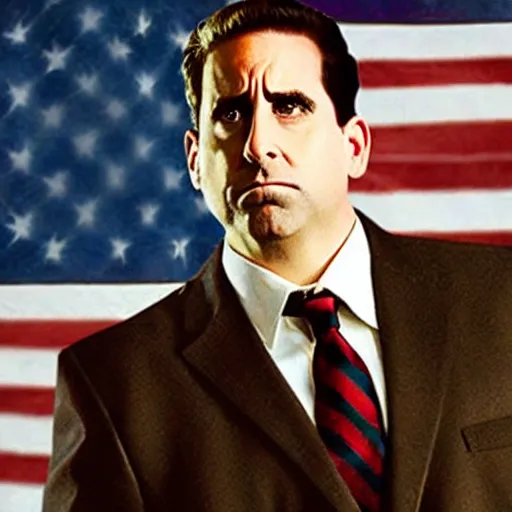 Image similar to michael Scott as capitán américa