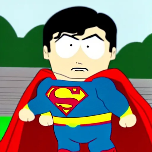 Prompt: superman in southpark. movie still.