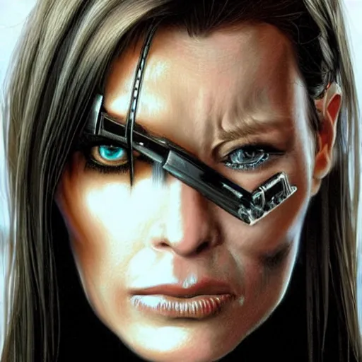 Prompt: female t 8 0 0 from the movie terminator 2, photorealistic