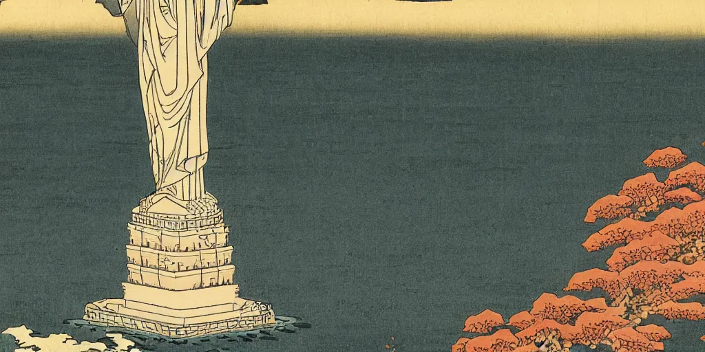 Image similar to i, Cristo Redentor by Hokusai