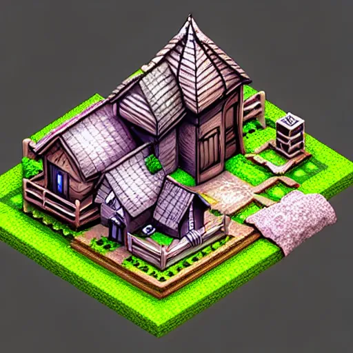 Prompt: Isometric 3D Fantasy Cute House, realistic