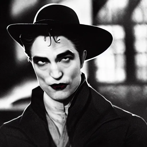 Image similar to Robert Pattinson as Dracula, 1930s film