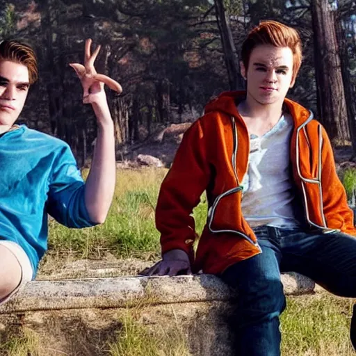 Prompt: kj apa as archie andrews with jesse pinkman, still from breaking bad