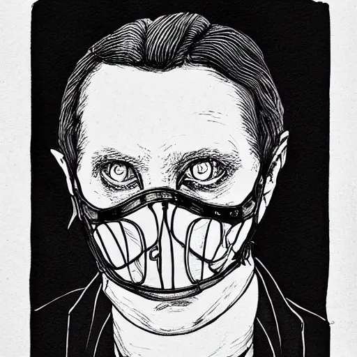 Prompt: ! dream hannibal lector, in the style of charles dulac. symmetry, smooth, sharp focus, semi - realism, intricate detail