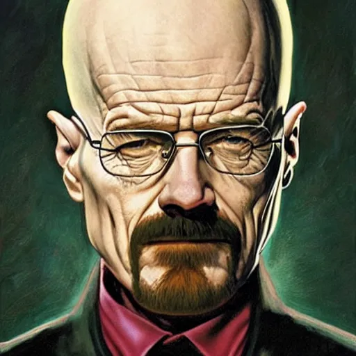 Image similar to walter white with no wrinkles, gerald brom