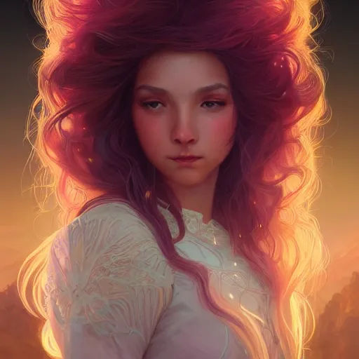 Prompt: aurora, girl with super long hair, hair becoming bright stars, intricate, highly detailed, digital painting, artstation, concept art, smooth, sharp focus, illustration, unreal engine 5, 8 k, art by artgerm and greg rutkowski and alphonse mucha