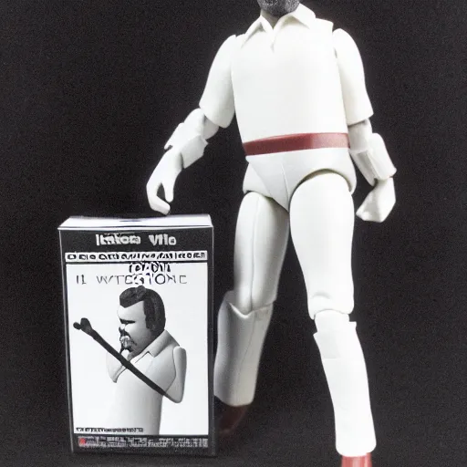 Prompt: 1980s plastic vinyl action figure toy of Orson Welles, studio photography isolated on a white background