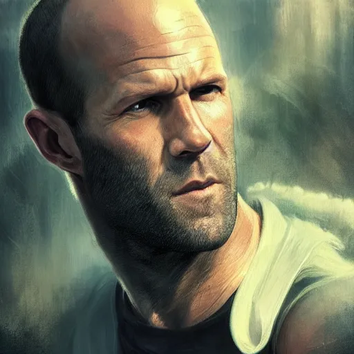 Prompt: photography of jason statham, deep focus, d & d, fantasy, intricate, elegant, highly detailed, digital painting, artstation, concept art, matte, sharp focus, illustration, hearthstone, art by artgerm and greg rutkowski and alphonse mucha