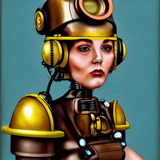 Image similar to portraits of an retro futuristic steampunk robot maid