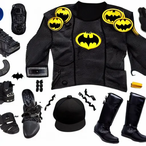 Prompt: knolling batman gear