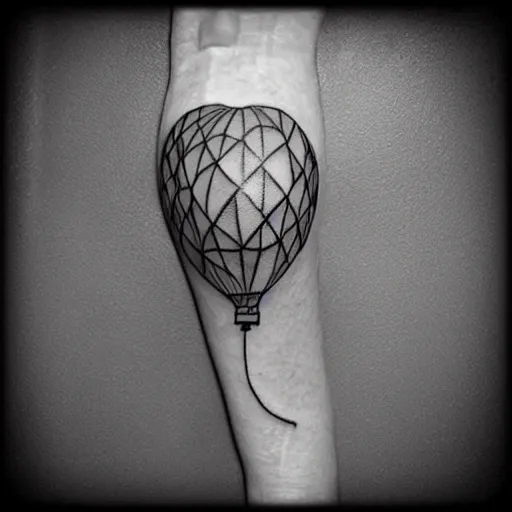 Prompt: a tattoo of balloons, tattoo art, black and white tattoo,