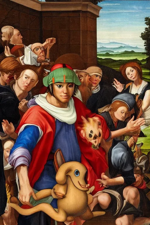 Prompt: a portrait from ash ketchum, renaissance painting