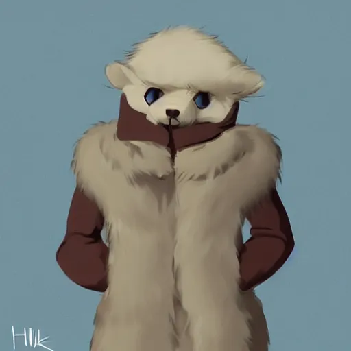 Prompt: anthropomorphic seel tundra icepunk character fursona heavy fur coat trending on Twitter