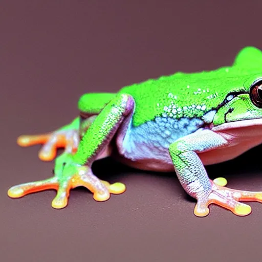 Image similar to “ a white ’ s tree frog with lasers shooting out of its eyes ”