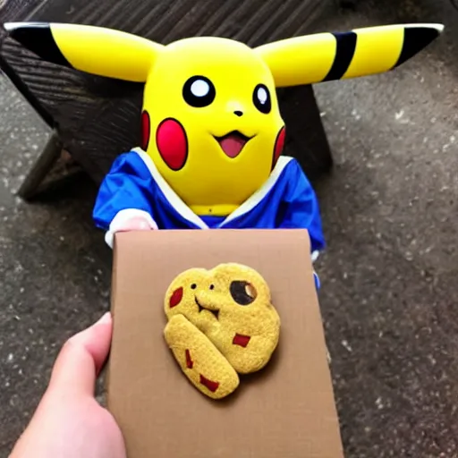 Prompt: pikachu selling girlscout cookies