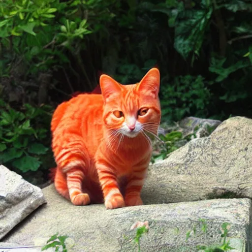 Prompt: orange cat, colored purple like the cheshire cat, photo