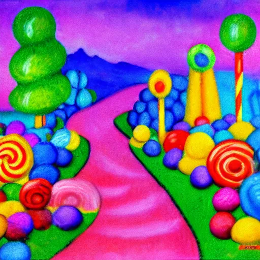 Prompt: candy land, impressionist