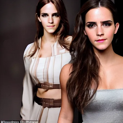 Image similar to a full - figure profile photograph of a woman who is a genetic combination of emma watson and kim kardashian