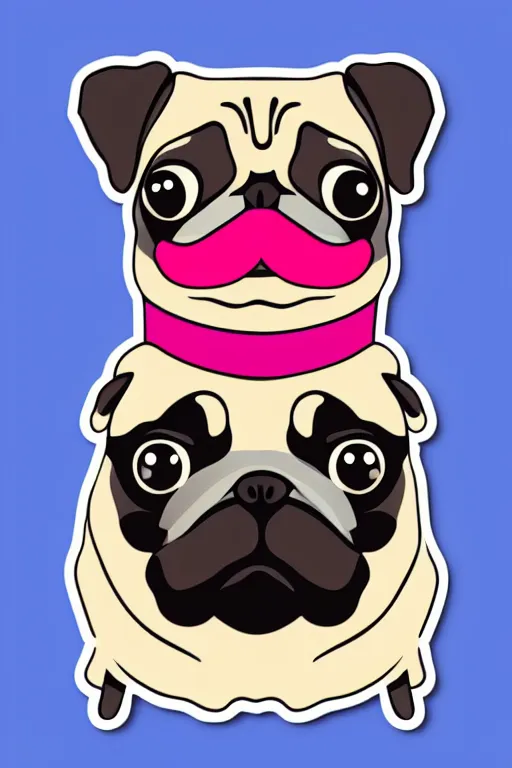 Image similar to A portrait of a pug wearing a top hat, sticker, colorful, illustration, highly detailed, smooth and clean vector curves, no jagged lines, vector art, smooth