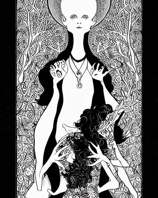 Prompt: the sandman dream of the endless illustrated in the style of aubrey beardsley