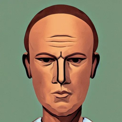 Image similar to lex fridman in mars. focus on face. high definition. illustration by grant wood