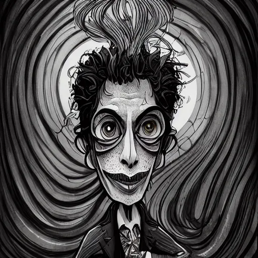 Image similar to a smug exclusivists, black ink line art and watercolor, intricate, digital painting, concept art, smooth, focus, rim light style tim burton