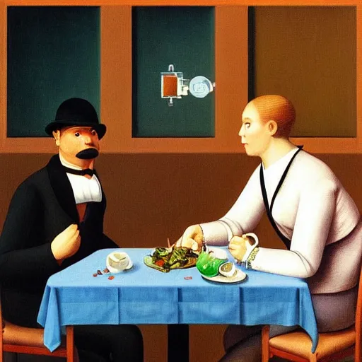 a humanoid pug takes you out for a nice dinner by | Stable Diffusion ...