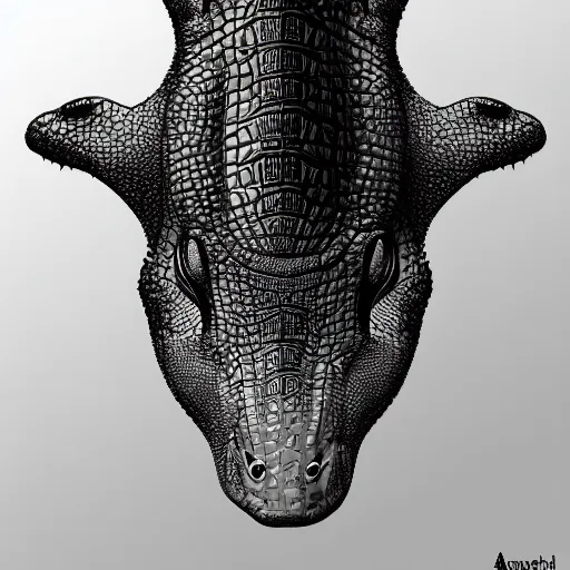Prompt: crocodile minimal symmetric painting by afshar petros and aoshima chiho, matte background, sharp contours, minimalist trending on artstation