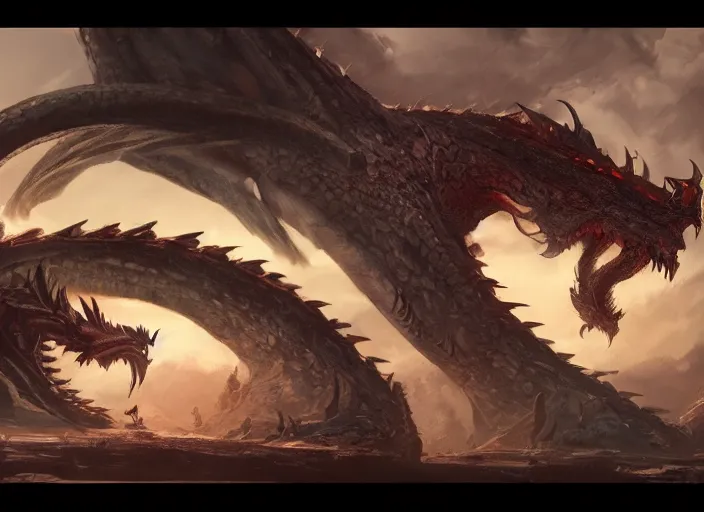 Image similar to detailed concept art of a huge dragon by cheng yi, artstation, artstationhd