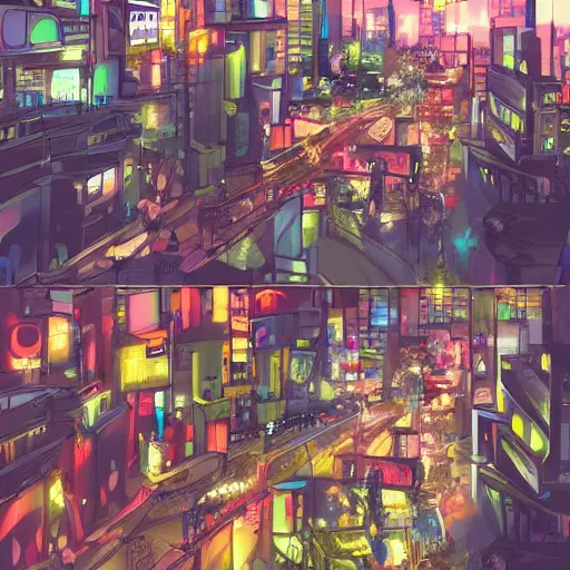 Image similar to anime style concept art of magical tokyo city