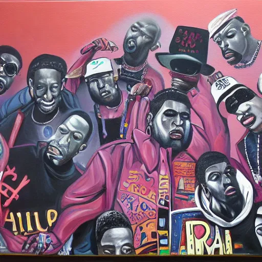 Prompt: a painting of the death of hip hop