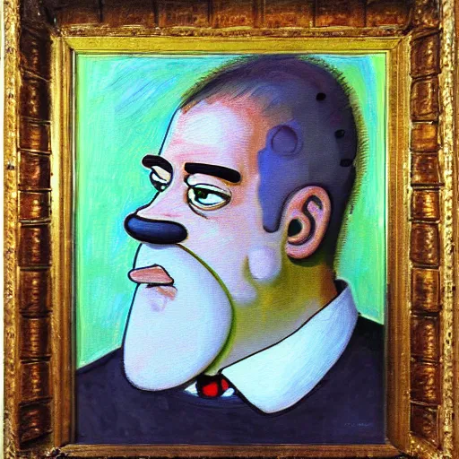 Image similar to a portrait of homer simpson painted by clude monet