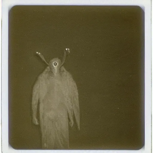 Prompt: real Polaroid photo of Mothman creature