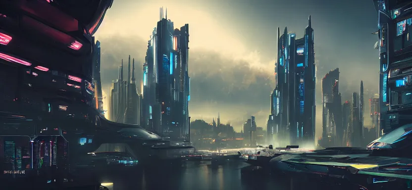 Image similar to a futuristic city in space, cyberpunk, by juan ortiz 8k,