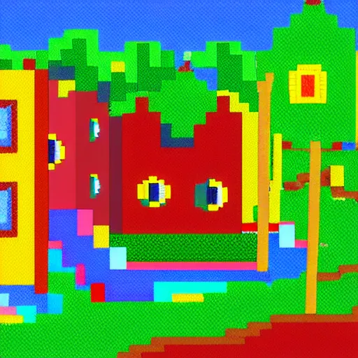 Prompt: pixel art of Colorful Mexican village