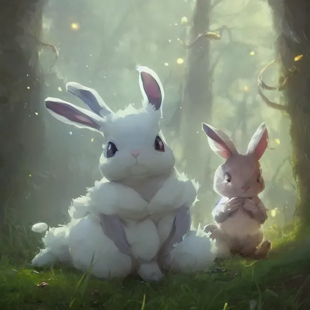 Image similar to a beautiful portrait of a single cute pokemon bunny. character design by cory loftis, fenghua zhong, ryohei hase, ismail inceoglu and ruan jia. artstation, volumetric light, detailed, photorealistic, fantasy, rendered in octane