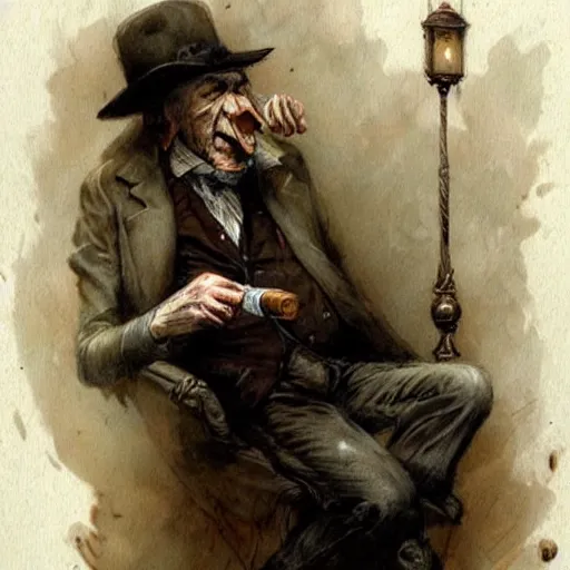 Prompt: ( ( ( ( ( van helping lighting a cigar, gothic, dark. muted colors. ) ) ) ) ) by jean - baptiste monge!!!!!!!!!!!!!!!!!!!!!!!!!!!