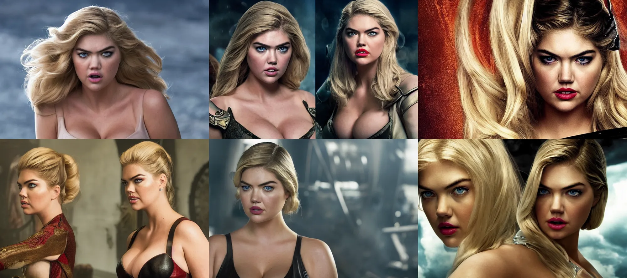 Prompt: promotional image of kate upton as the villain, alluring, intriguing, threatening, detailed face, movie still frame, promotional image, imax 7 0 mm footage