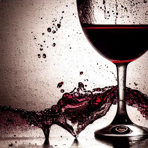 Prompt: a wine glass bottle melting into wine liquid, award winning photography