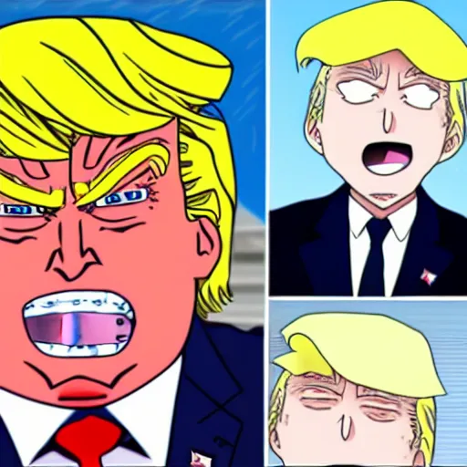 Prompt: anime version of Donald Trump