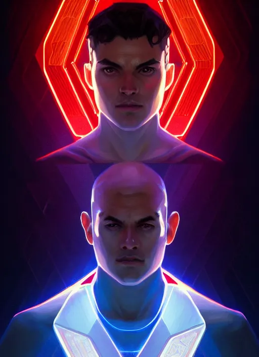 Image similar to symmetry!! portrait of steve from minecraft, sci - fi, tech wear, glowing lights!! intricate, elegant, highly detailed, digital painting, artstation, concept art, smooth, sharp focus, illustration, art by artgerm and greg rutkowski and alphonse mucha